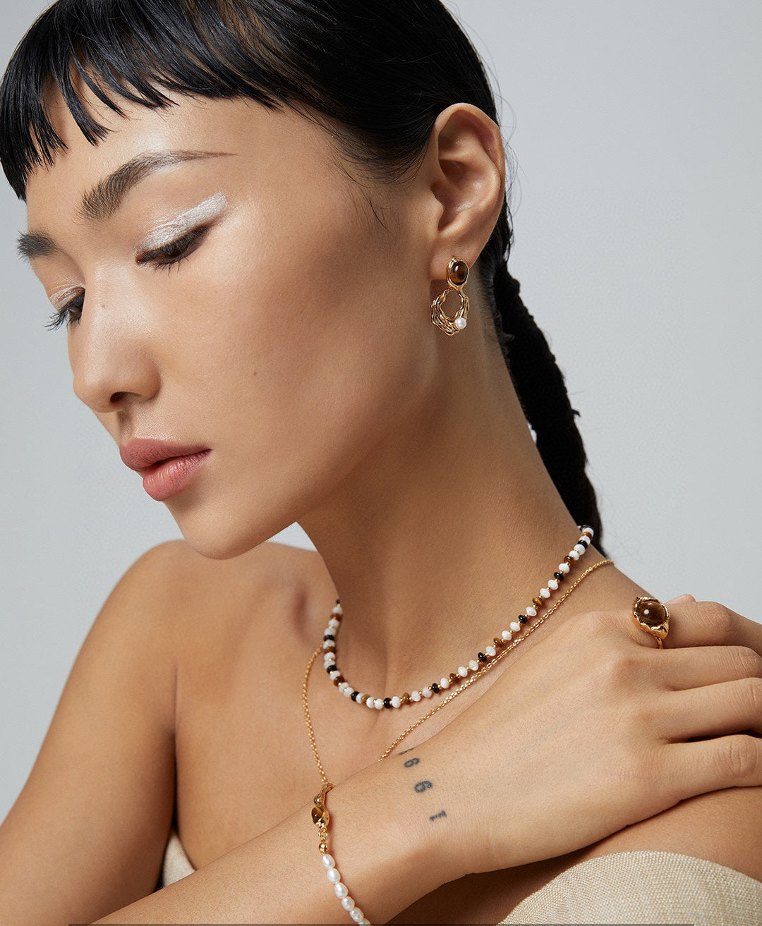 Tiger's Eye Stone Beaded Necklace