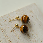 Tiger's Eye Stone Drop Earrings-Gembea Jewelry