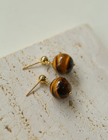 Tiger's Eye Stone Drop Earrings-Gembea Jewelry