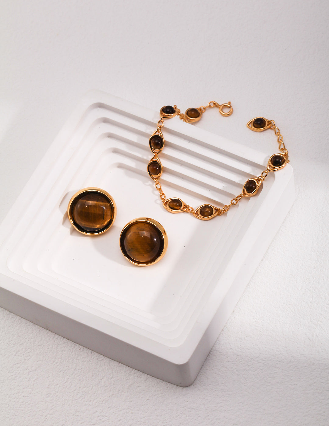 Tiger's Eye Stone Gold Bracelet-Gembea Jewelry