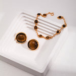 Tiger's Eye Stone Gold Bracelet-Gembea Jewelry