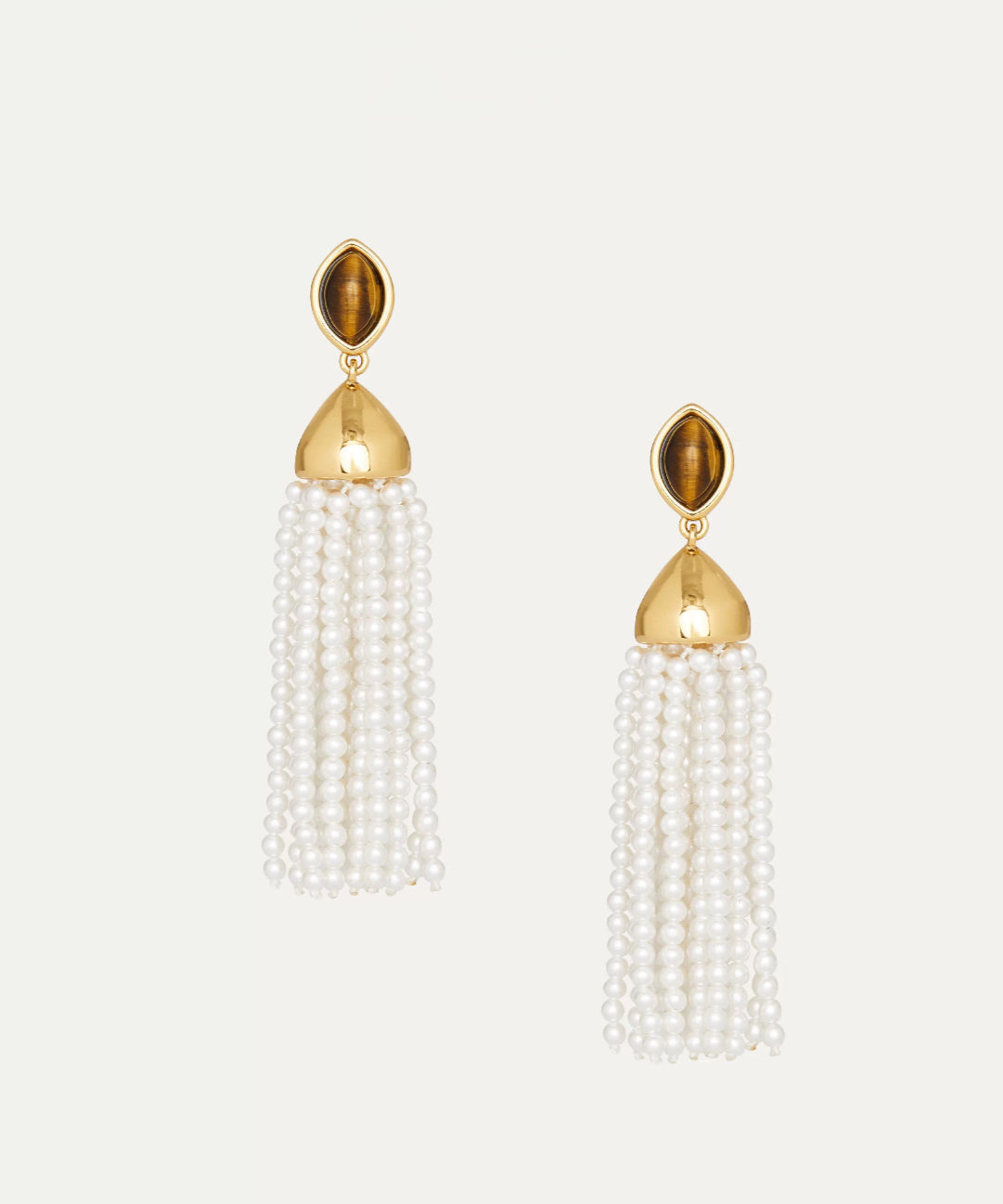 Tiger's Eye Stone Princess Tassel Pearl Earrings gembea jewelry