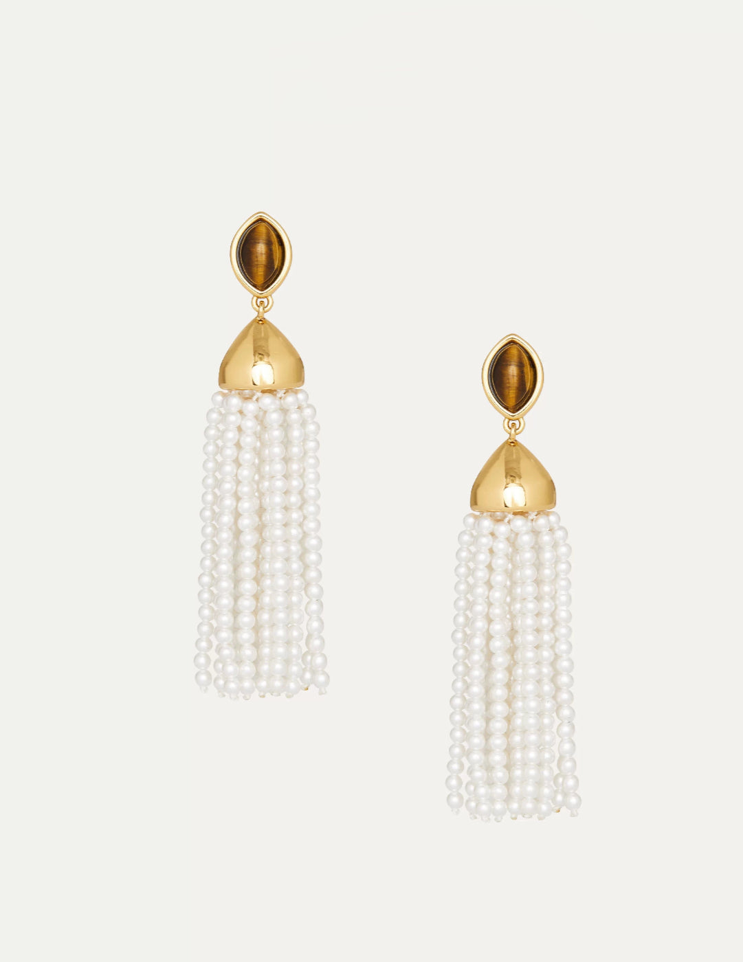 Tiger's Eye Stone Princess Tassel Pearl Earrings gembea jewelry