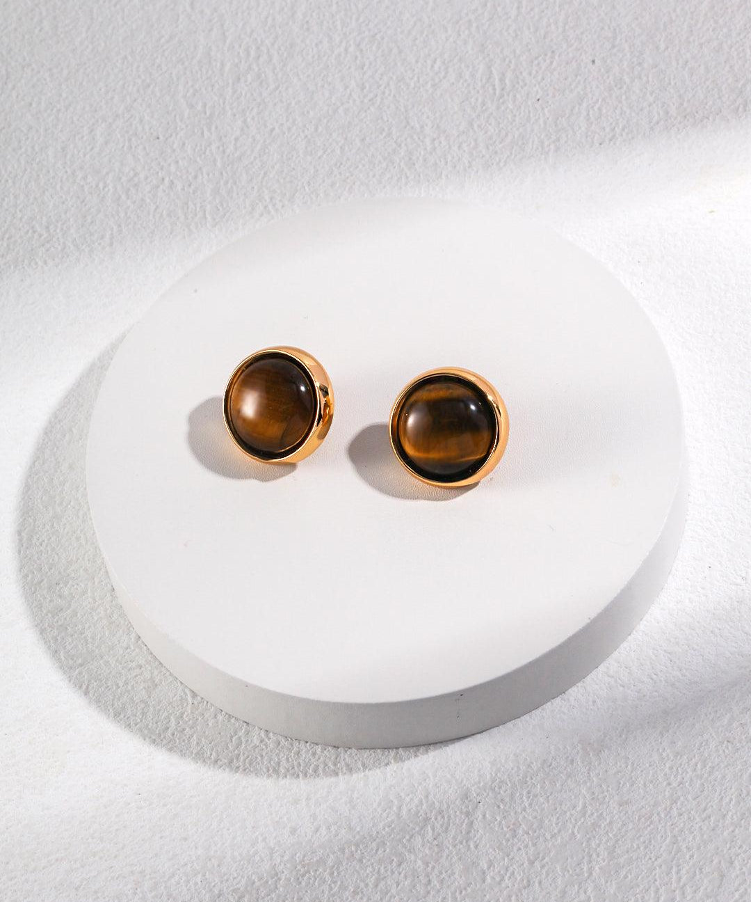 Cat's Eye Effect of the Tiger's Eye Earrings - Gembea Jewelry