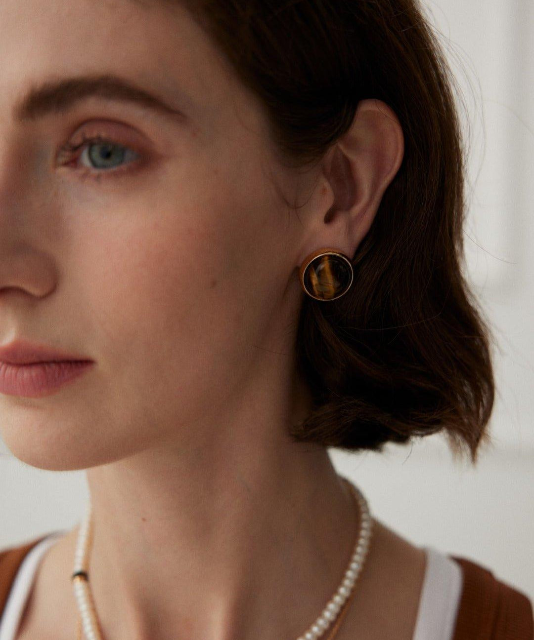 Cat's Eye Effect of the Tiger's Eye Earrings - Gembea Jewelry