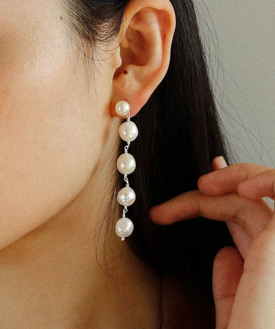 Timeless Simple Long Pearl Drop Earrings gembea jewelry