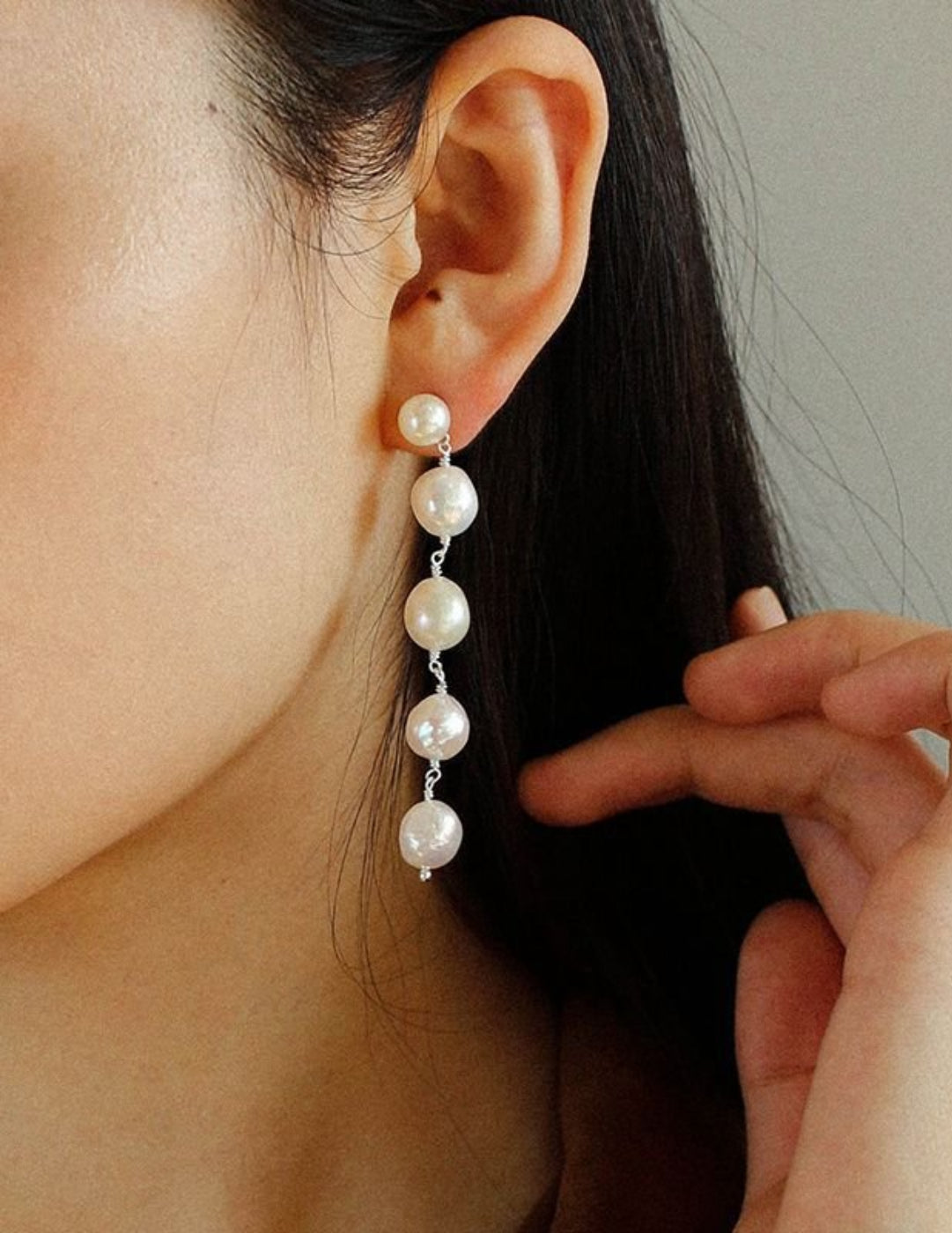 Timeless Simple Long Pearl Drop Earrings gembea jewelry
