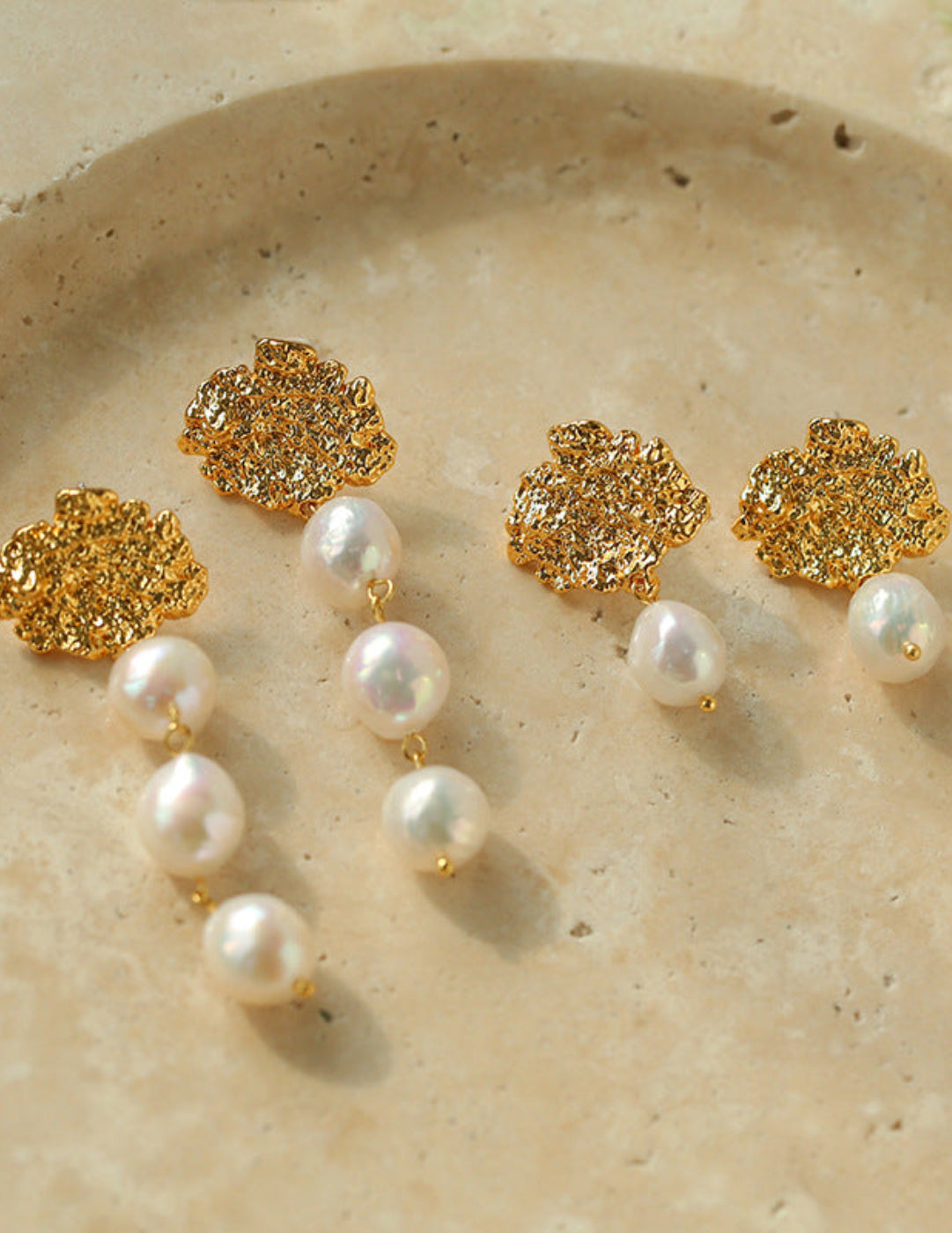 Gembea Jewelry Tin Foil Lava Baroque Pearl Earrings