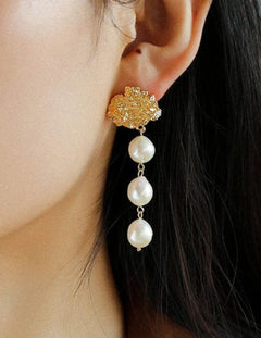 Gembea Jewelry Tin Foil Lava Baroque Pearl Earrings