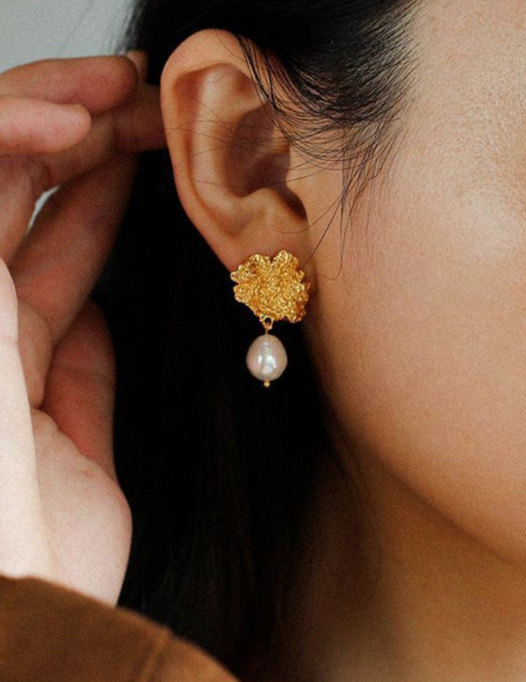 Gembea Jewelry Tin Foil Lava Baroque Pearl Earrings