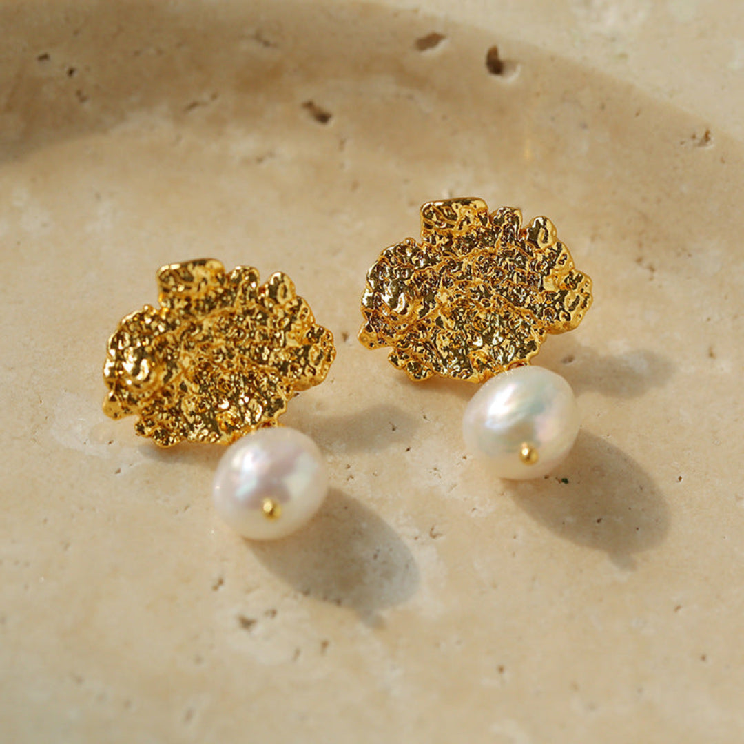 Gembea Jewelry Tin Foil Lava Baroque Pearl Earrings