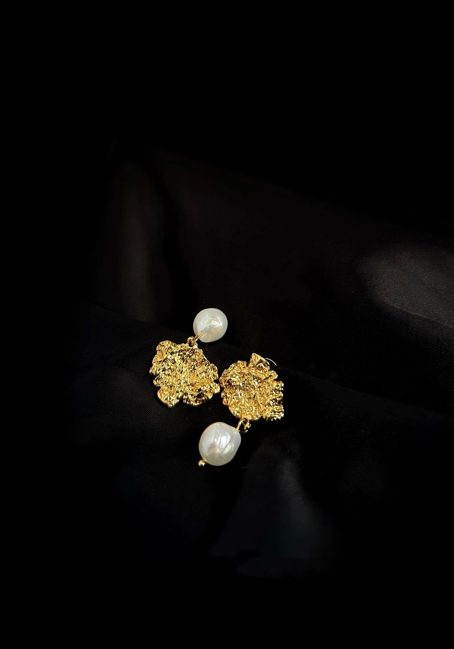 Tin Foil Lava Baroque Pearl Earrings GEMBEA JEWELRY