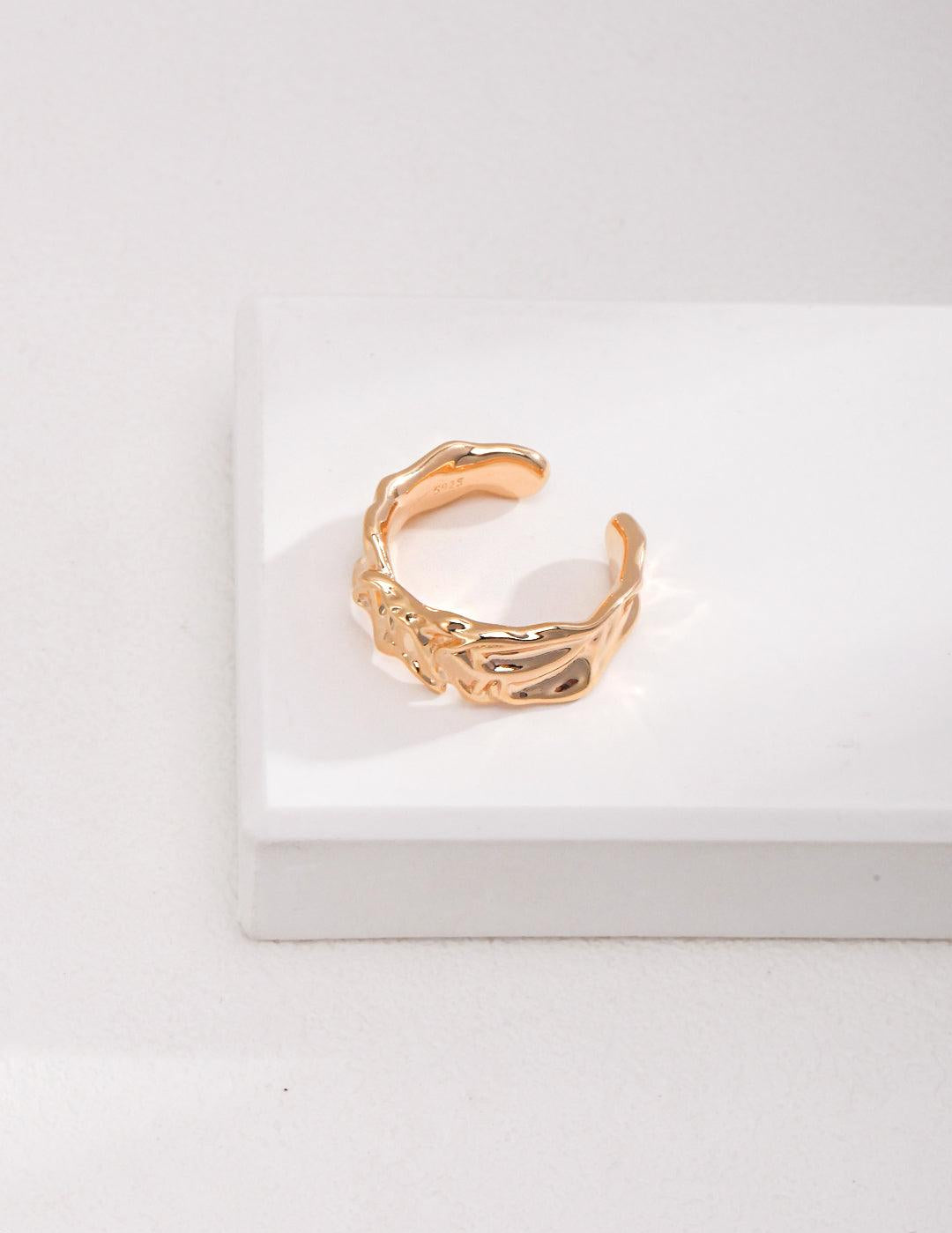Tinfoil Print Sterling Silver Open Rings - Gembea Jewelry