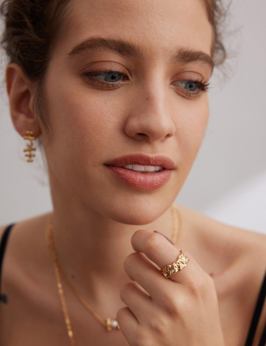 Tinfoil Print Sterling Silver Open Rings - Gembea Jewelry