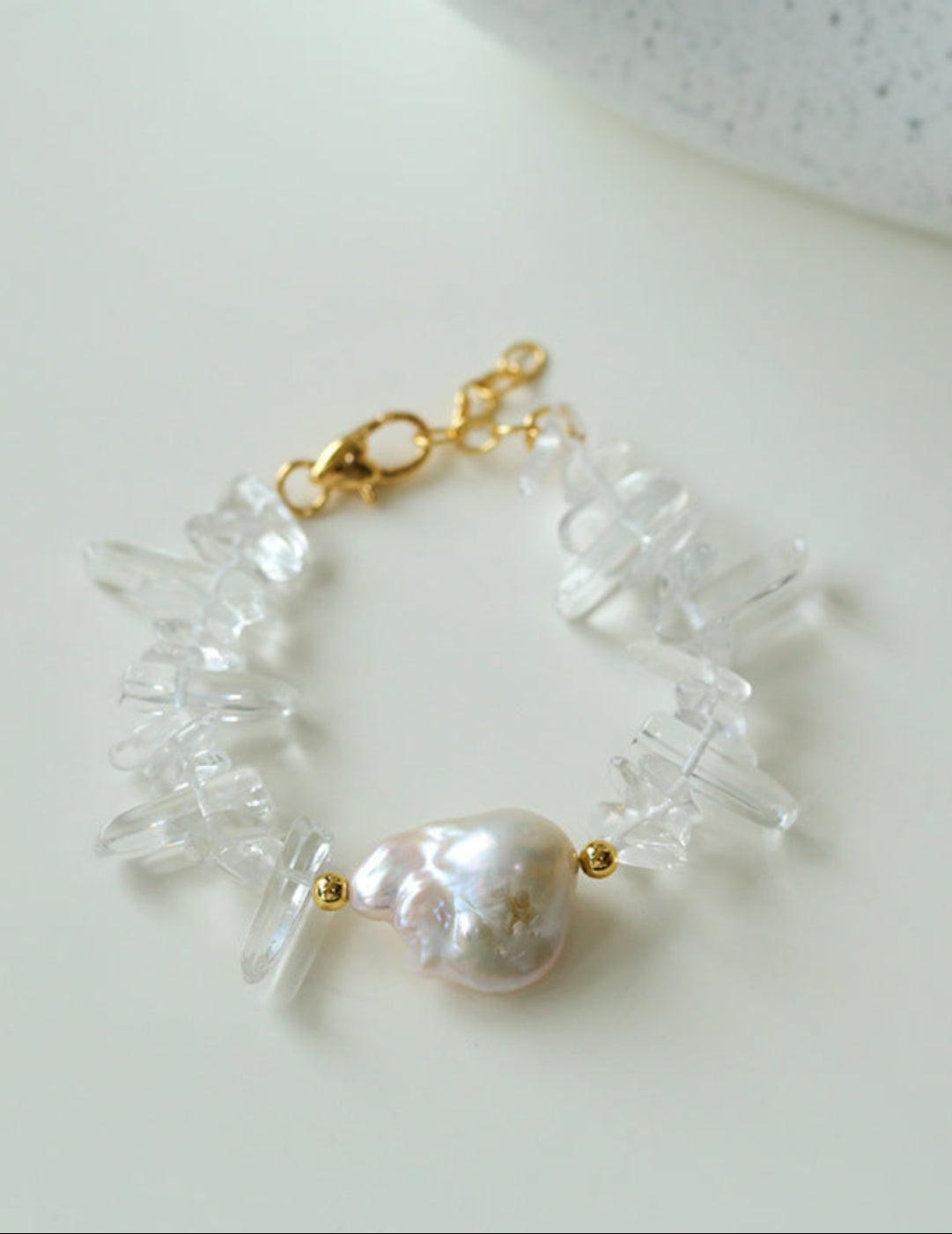 Sea's Embrace Series Crystal Baroque Pearl Bracelet - Gembea Jewelry