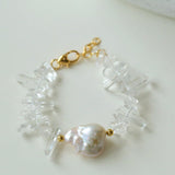Sea's Embrace Series Crystal Baroque Pearl Bracelet - Gembea Jewelry