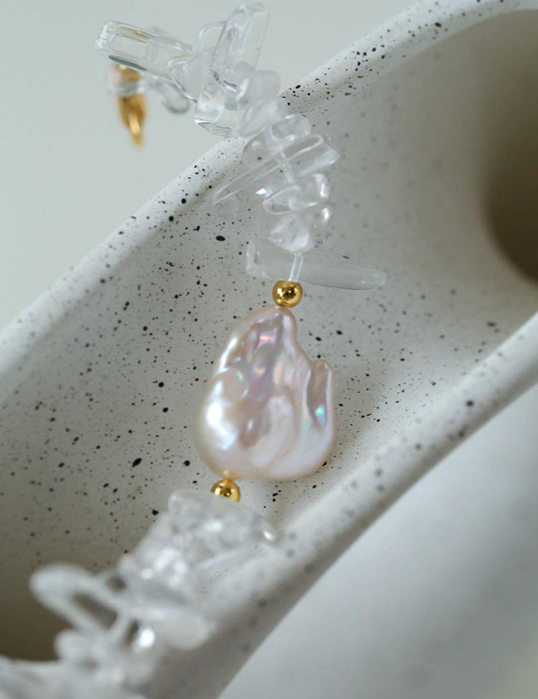 Sea's Embrace Series Crystal Baroque Pearl Bracelet - Gembea Jewelry