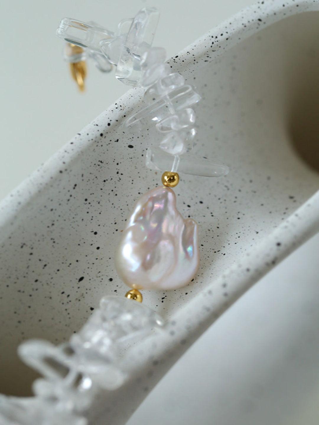 Sea's Embrace Series Crystal Baroque Pearl Bracelet - Gembea Jewelry