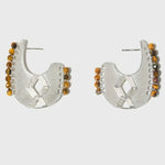 Tribal Echo Carved Totem Cutout Gold Silver Earrings gembea jewelry1