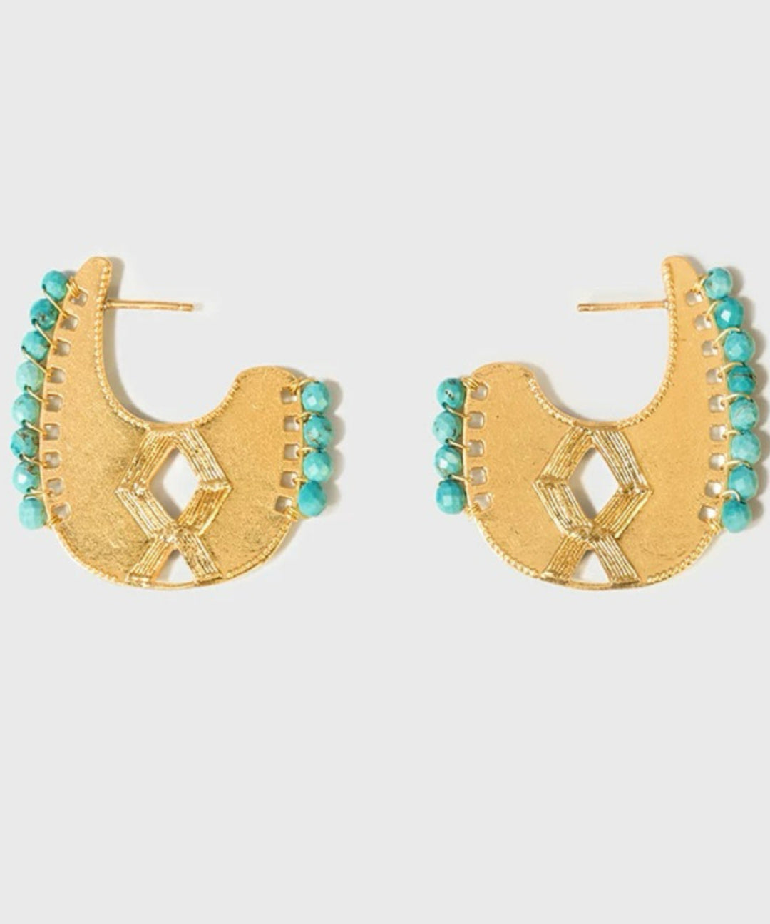 Tribal Echo Carved Totem Cutout Gold Silver Earrings gembea jewelry1