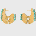 Tribal Echo Carved Totem Cutout Gold Silver Earrings gembea jewelry1