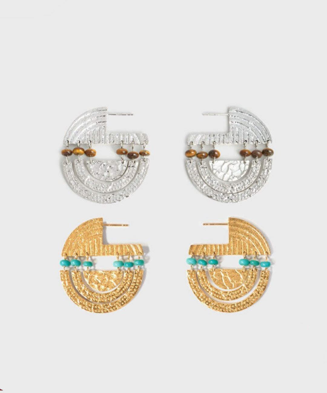 Tribal Echo Totem Stone Hoop Earrings gembea jewelry