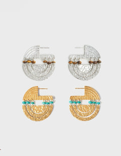 Tribal Echo Totem Stone Hoop Earrings gembea jewelry