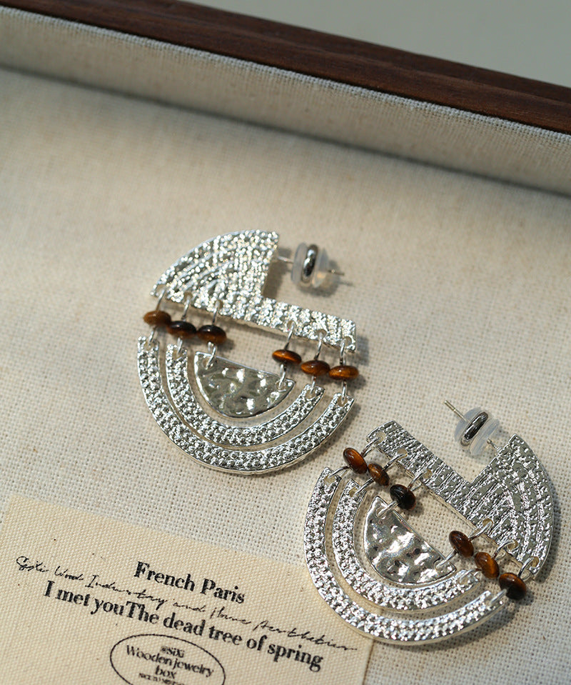 Tribal Echo Totem Stone Hoop Earrings gembea jewelry