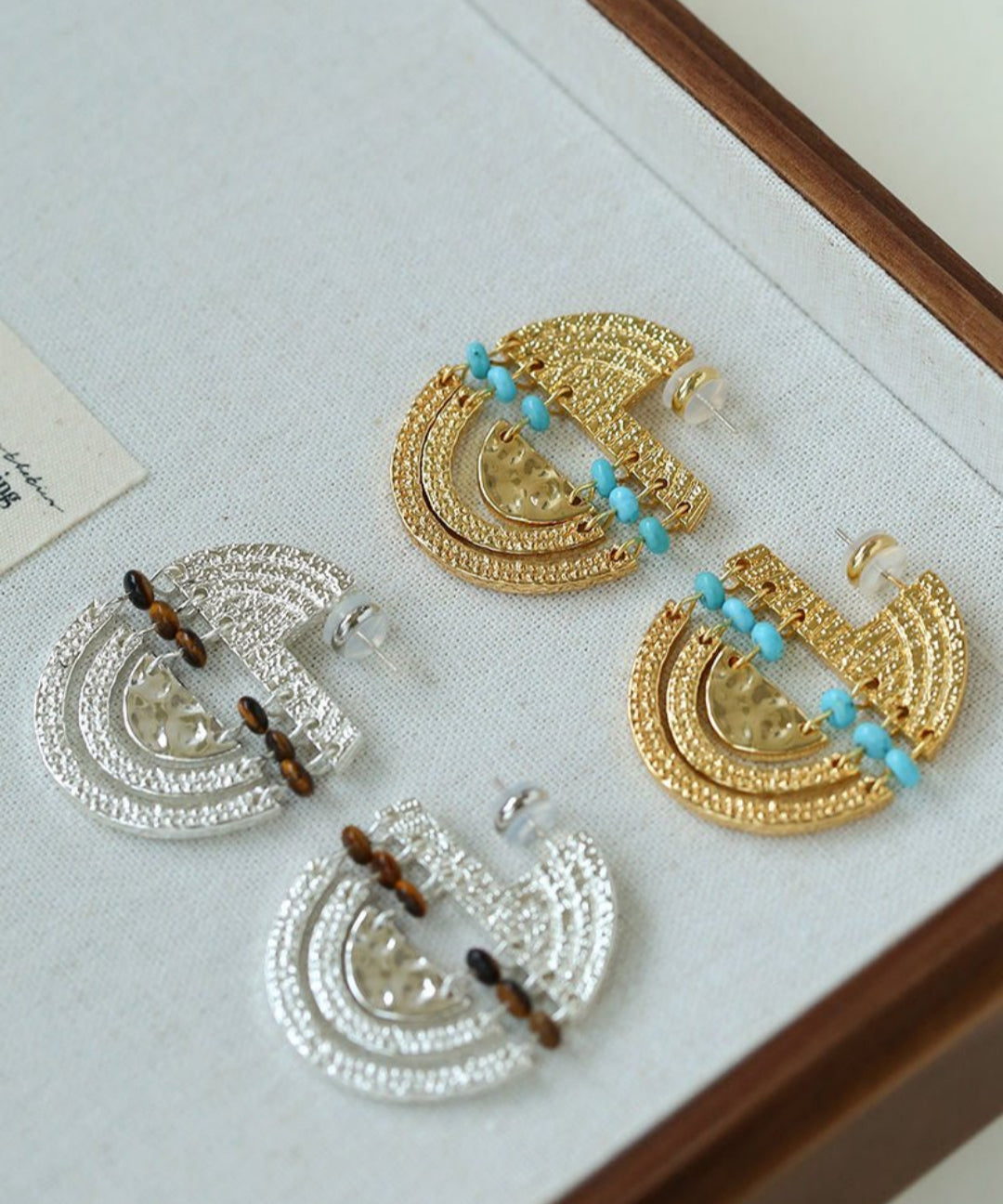 Tribal Echo Totem Stone Hoop Earrings gembea jewelry