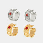 Tribal Totem Gemstone Gold Silver Hoop Earrings gembea jewelry