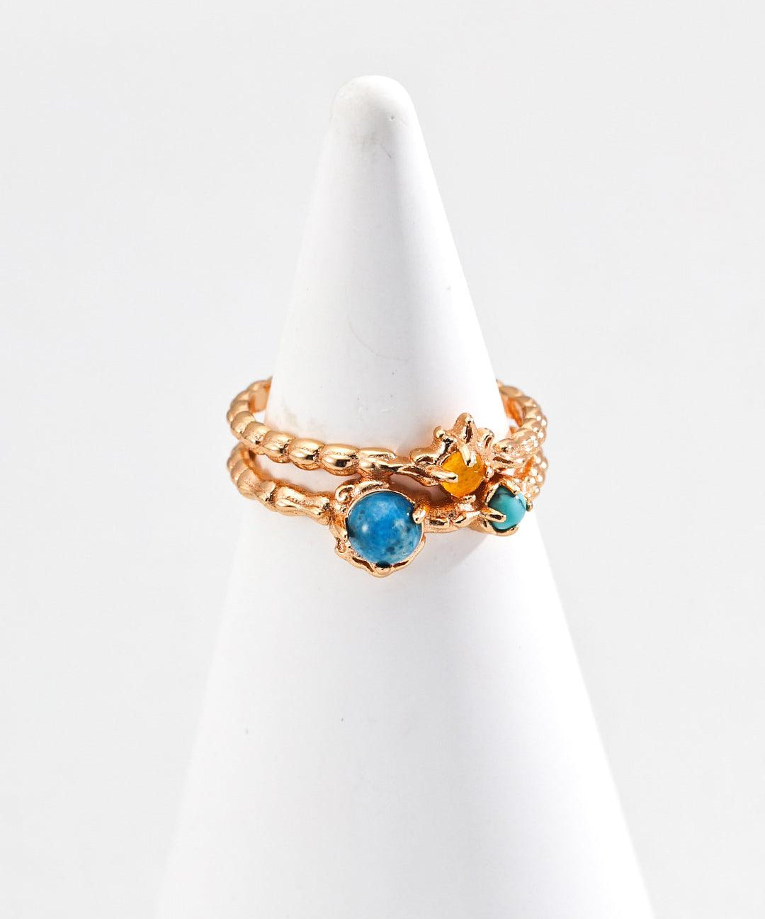 Synthetic Turquoise Gemstone Sterling Silver Rings - Gembea Jewelry