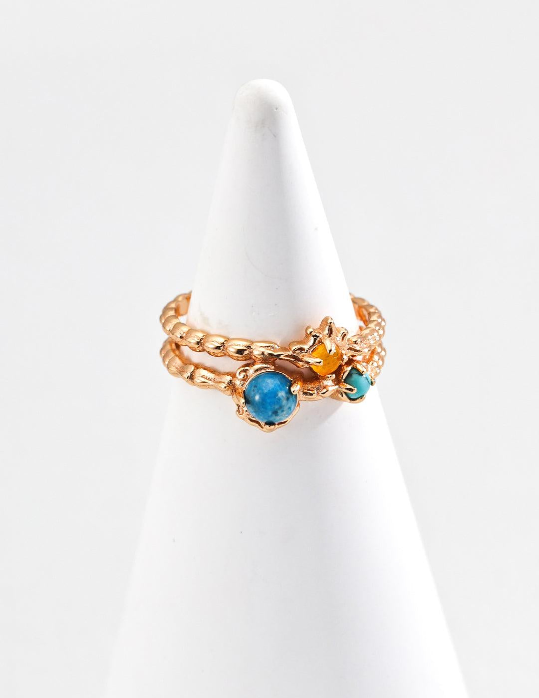 Synthetic Turquoise Gemstone Sterling Silver Rings - Gembea Jewelry