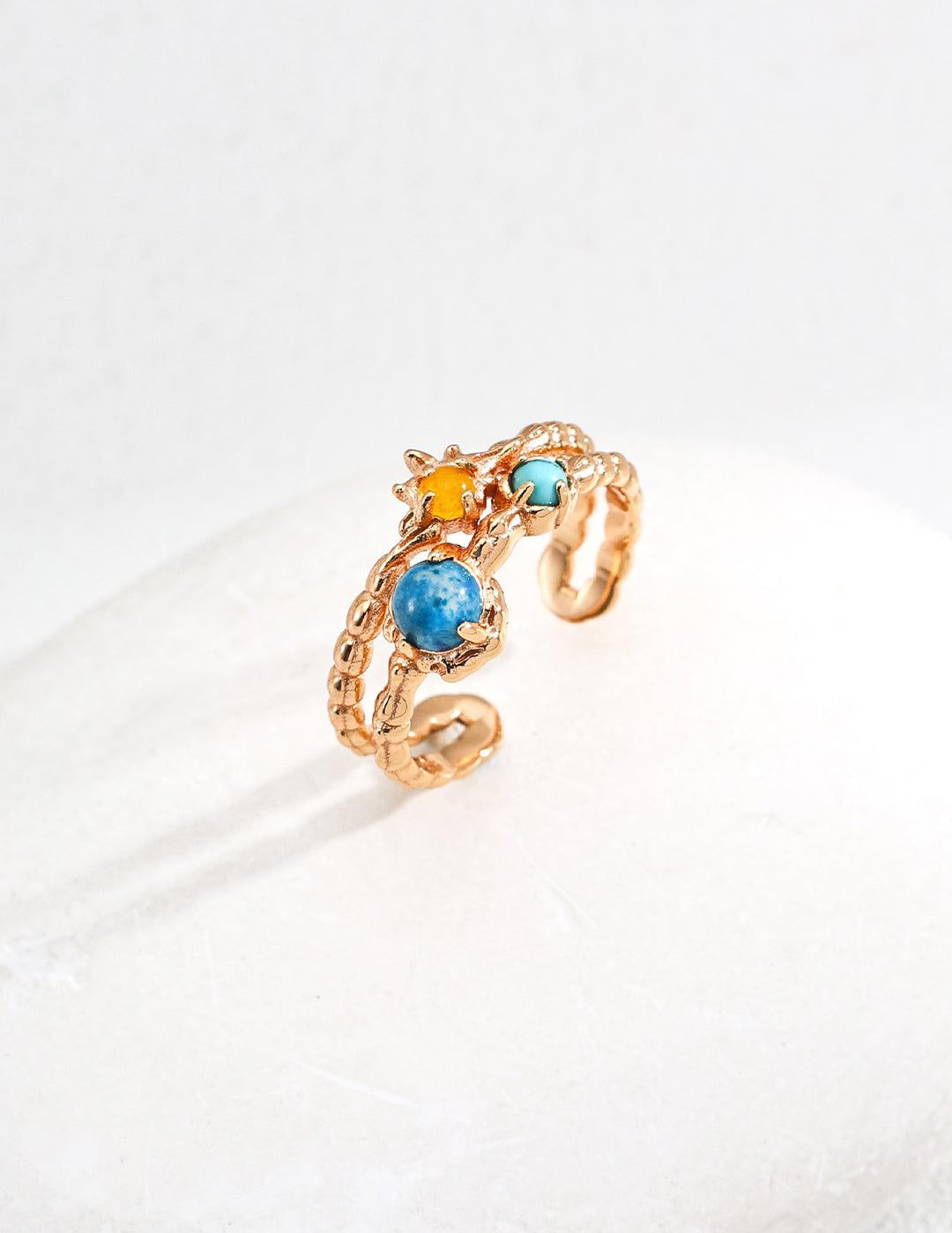 Synthetic Turquoise Gemstone Sterling Silver Rings - Gembea Jewelry