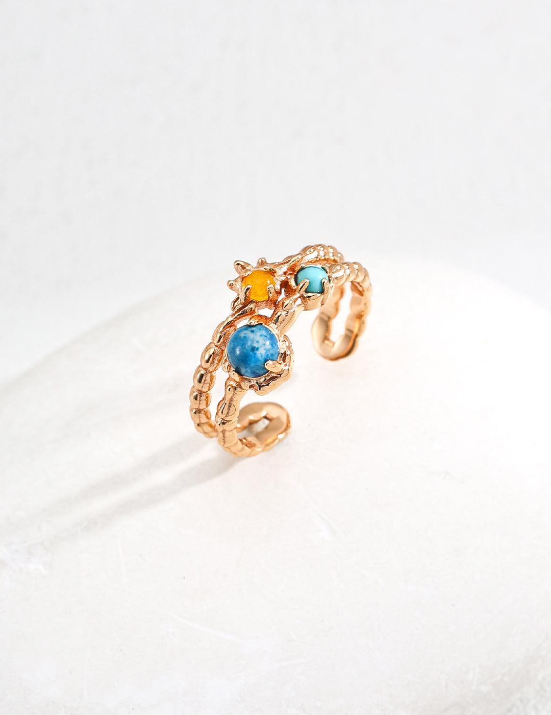 Synthetic Turquoise Gemstone Sterling Silver Rings - Gembea Jewelry