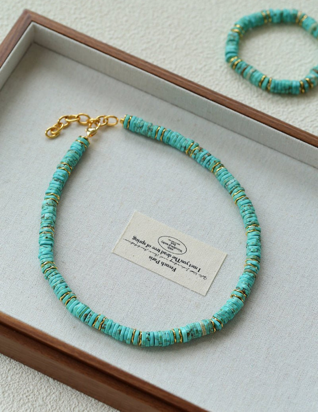 Turquoise Spaceship Stone Beaded Necklace gembea jewelry