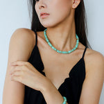 Turquoise Spaceship Stone Beaded Necklace gembea jewelry