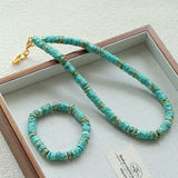 Turquoise Spaceship Stone Beaded Necklace gembea jewelry