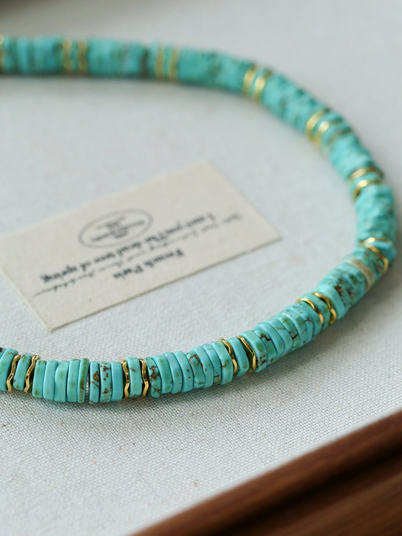 Turquoise Spaceship Stone Beaded Necklace gembea jewelry
