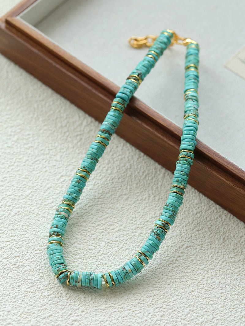 Turquoise Spaceship Stone Beaded Necklace gembea jewelry