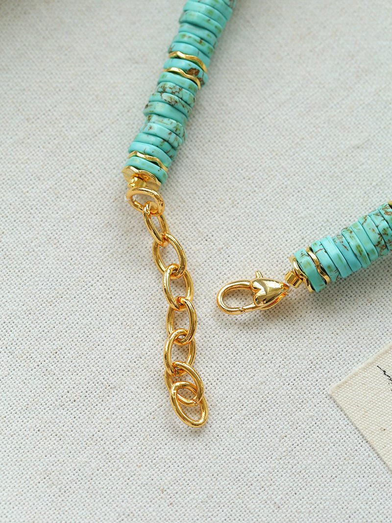 Turquoise Spaceship Stone Beaded Necklace gembea jewelry
