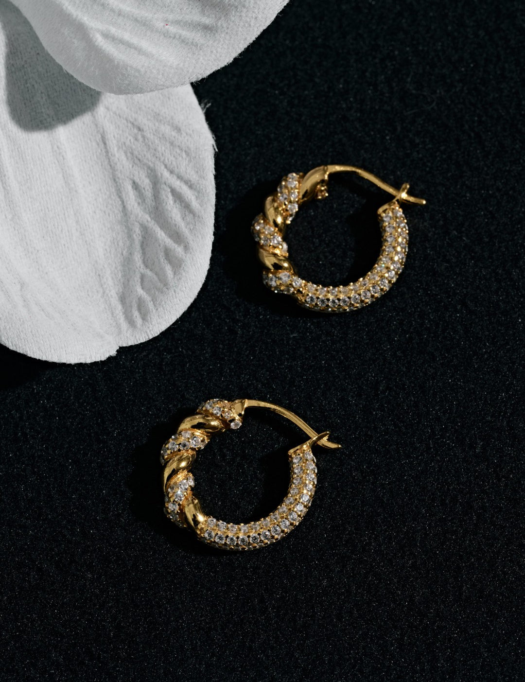 Twist Radiance Mini Hoop Earrings-Gold gembea jewelry