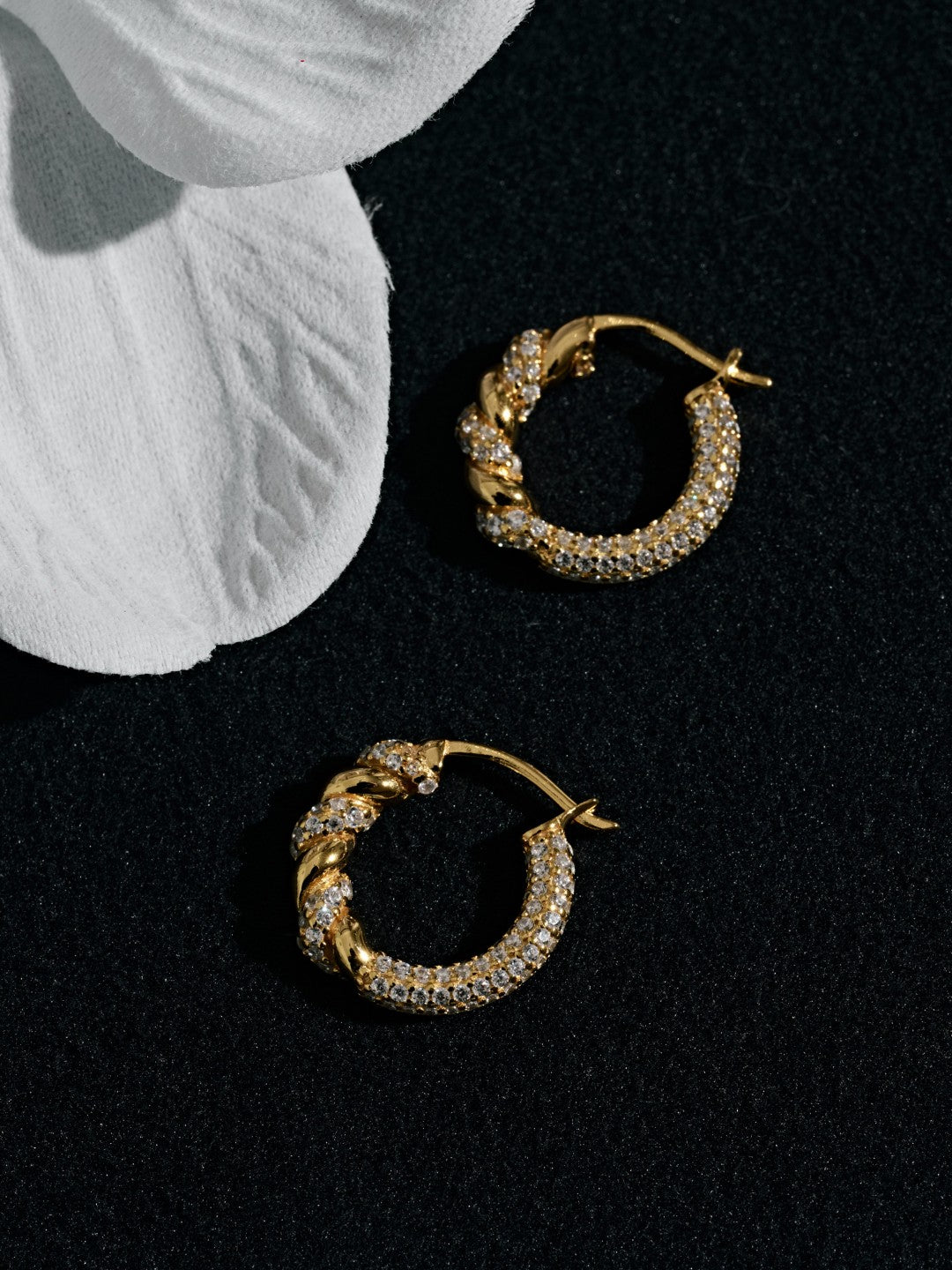 Twist Radiance Mini Hoop Earrings-Gold gembea jewelry