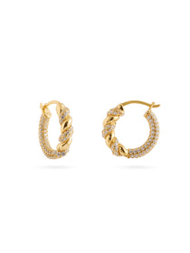 Twist Radiance Mini Hoop Earrings-Gold gembea jewelry