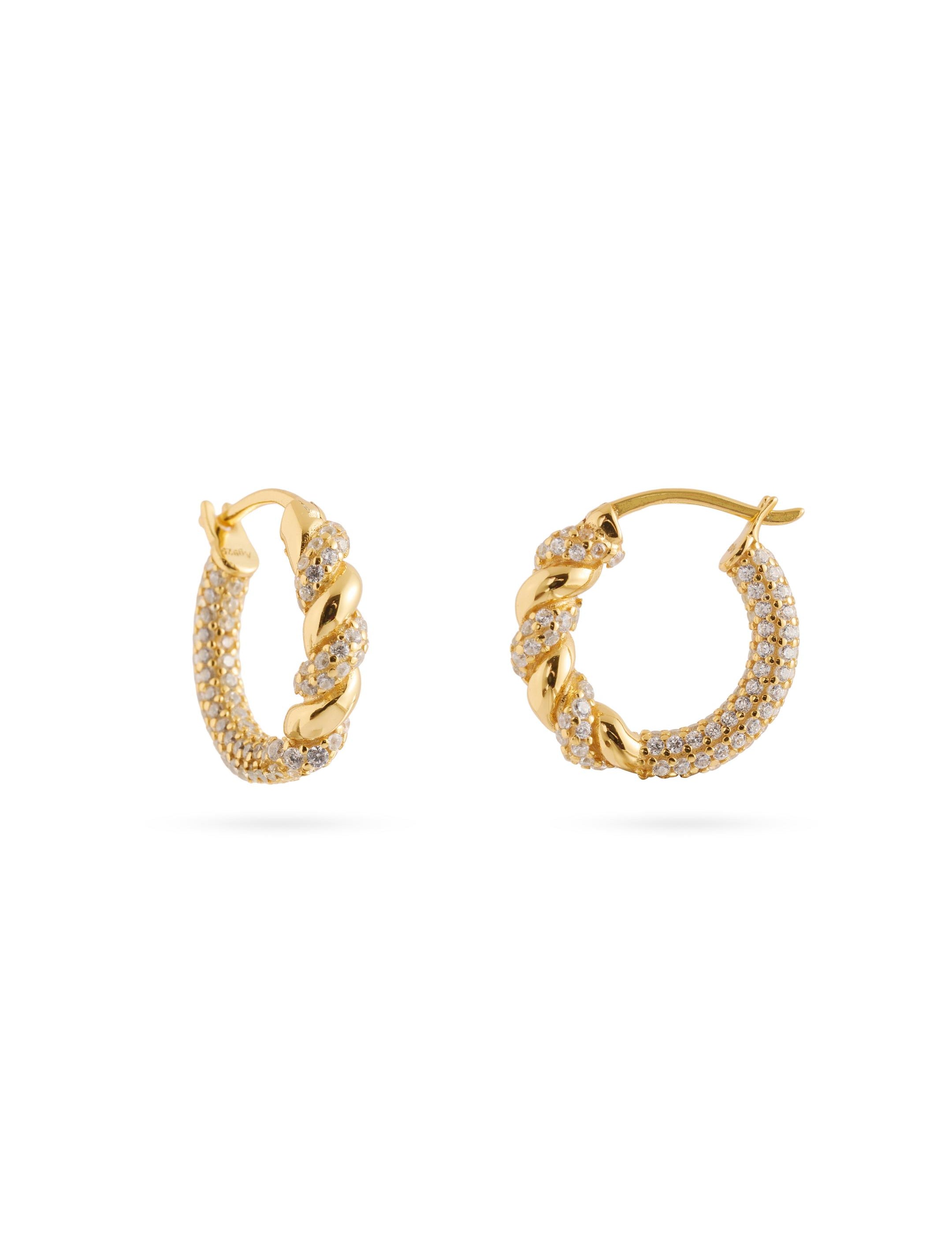 Twist Radiance Mini Hoop Earrings-Gold gembea jewelry