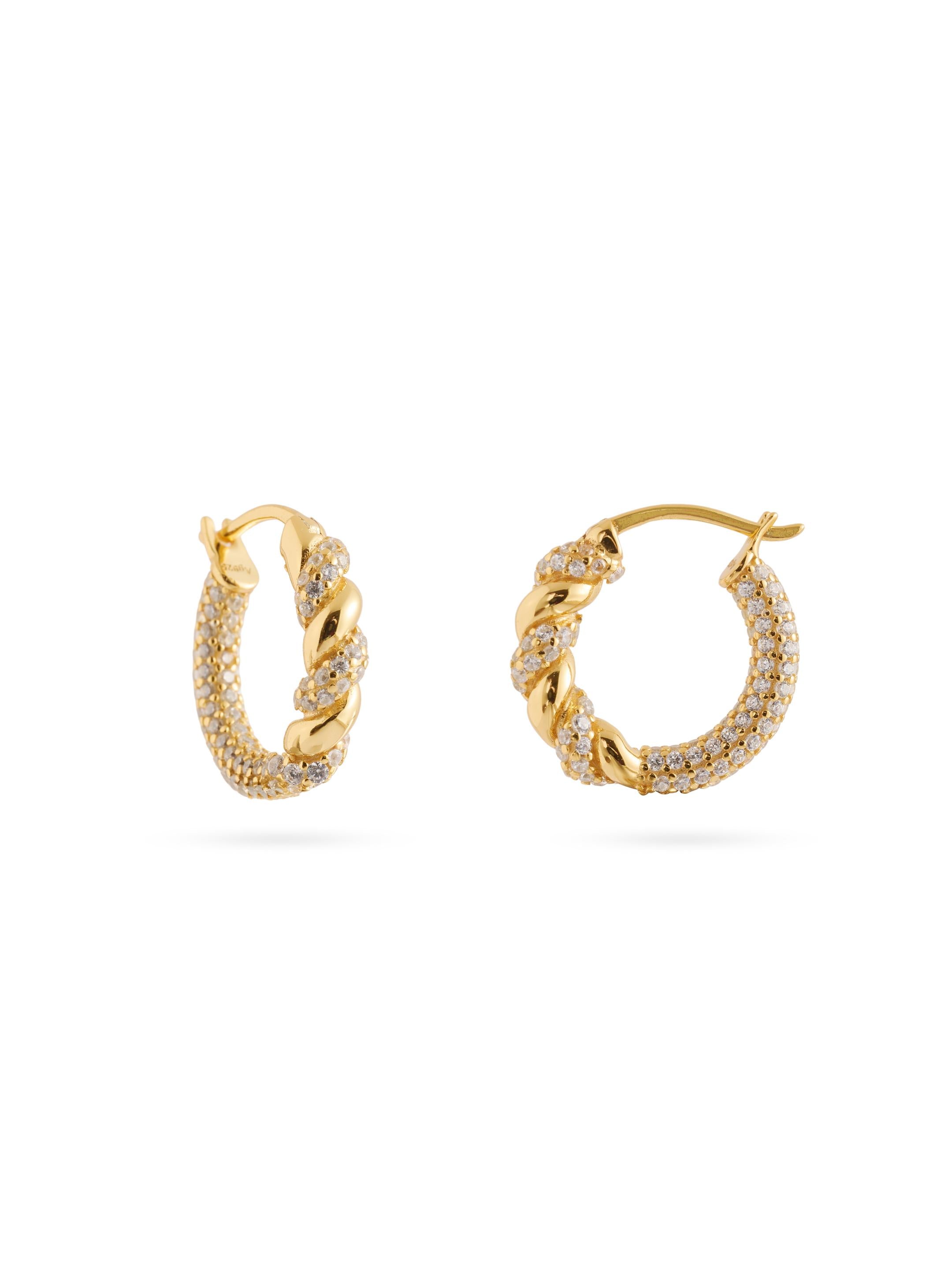 Twist Radiance Mini Hoop Earrings-Gold gembea jewelry