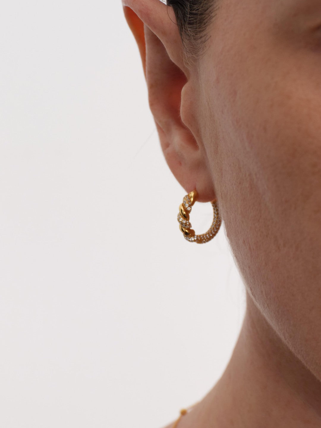 Twist Radiance Mini Hoop Earrings-Gold gembea jewelry