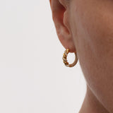 Twist Radiance Mini Hoop Earrings-Gold gembea jewelry