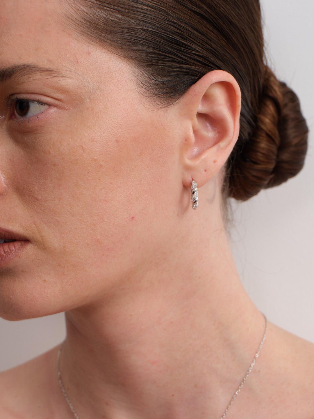 Twist Radiance Mini Hoop Earrings-Silver gembea jewelry