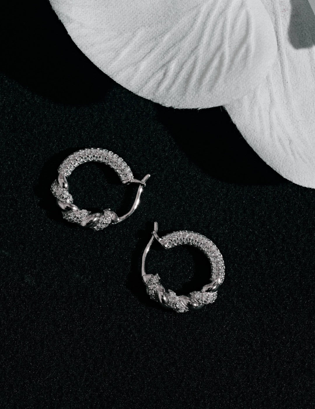 Twist Radiance Mini Hoop Earrings-Silver gembea jewelry