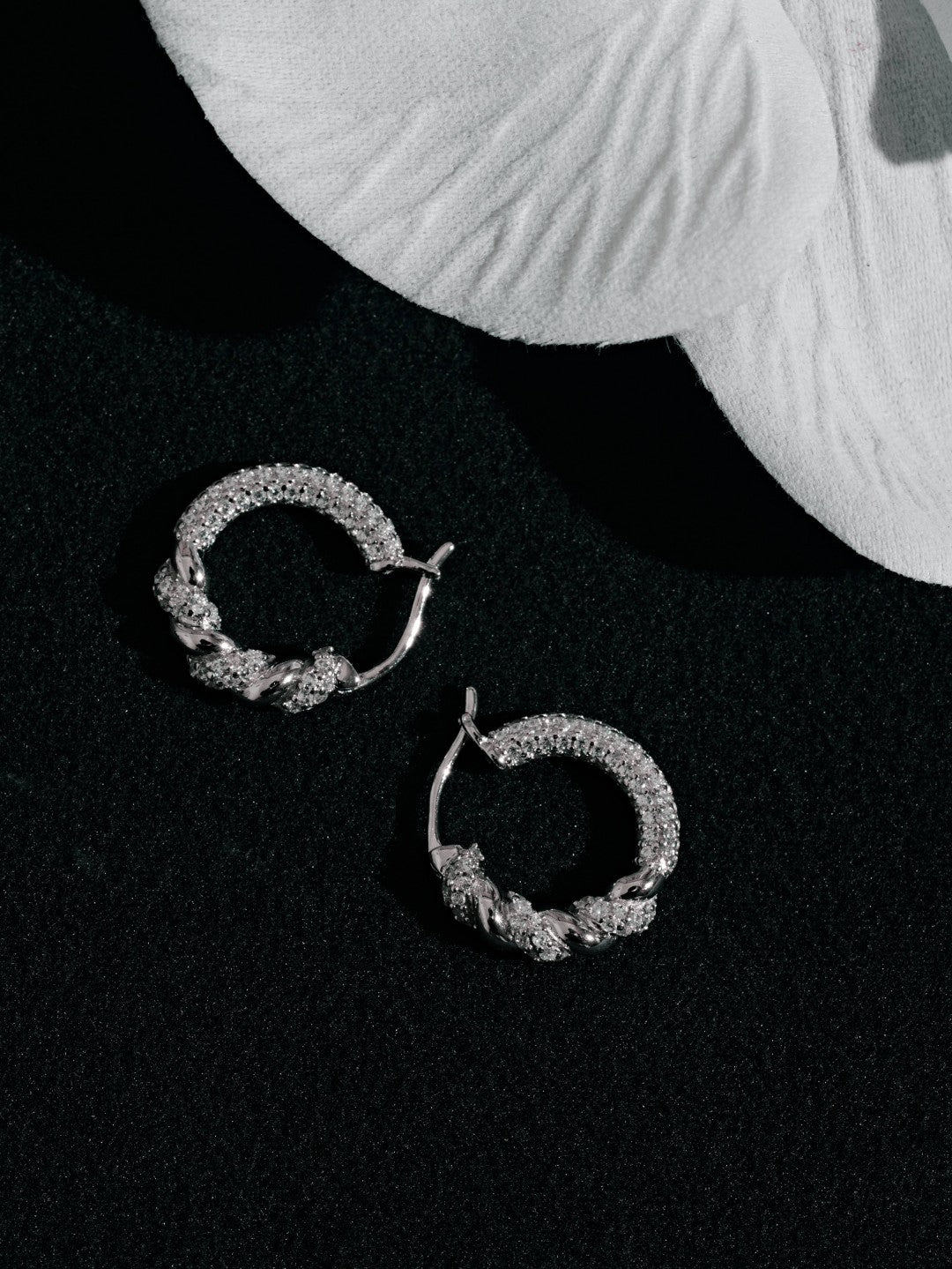 Twist Radiance Mini Hoop Earrings-Silver gembea jewelry